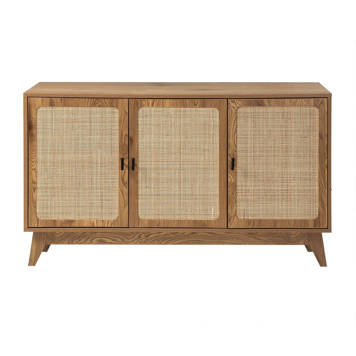 Aparador de 3 puertas con tejido de ratán natural l120 cm - alia