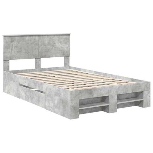 Estrutura De Cama De Casal Moderno - Cinzento 137 x 203 cm Madeira processada