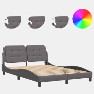 Estrutura de Cama de casal moderno com LED sem colchão Zadar 140x190 cm cinza