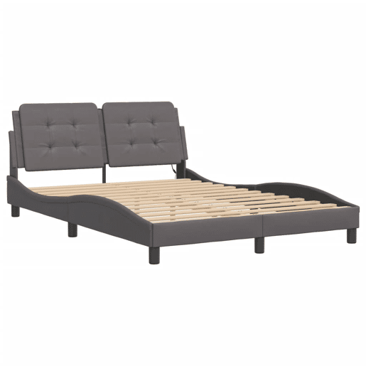 Estrutura de Cama de casal moderno com LED sem colchão Zadar 140x190 cm cinza