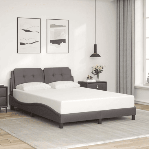 Estrutura de Cama de casal moderno com LED sem colchão Zadar 140x190 cm cinza