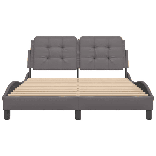 Estrutura de Cama de casal moderno com LED sem colchão Zadar 140x190 cm cinza
