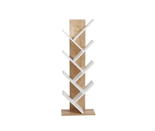 Estantería biblioteca acabado roble y blanco h129,8 cm - tuval