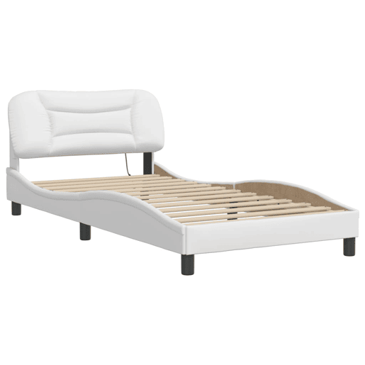 Estrutura de cama de solteiro para adultos com LED 100x200 cm branco