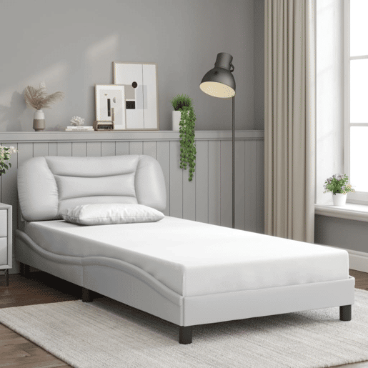 Estrutura de cama de solteiro para adultos com LED 100x200 cm branco