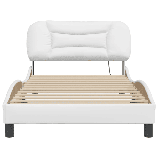 Estrutura de cama de solteiro para adultos com LED 100x200 cm branco