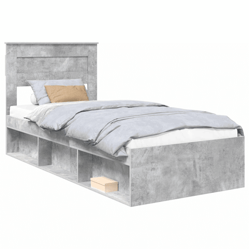 Estrutura de cama de solteiro para adultos com cabeceira Cinza Concreto 90 x 190 cm Estrutura de cama de solteiro para adultos com cabeceira Cinza Concreto 90 x 190 cm