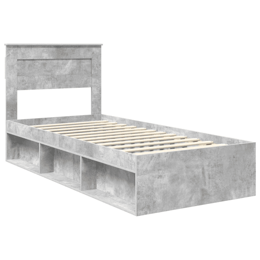 Estrutura de cama de solteiro para adultos com cabeceira Cinza Concreto 90 x 190 cm Estrutura de cama de solteiro para adultos com cabeceira Cinza Concreto 90 x 190 cm