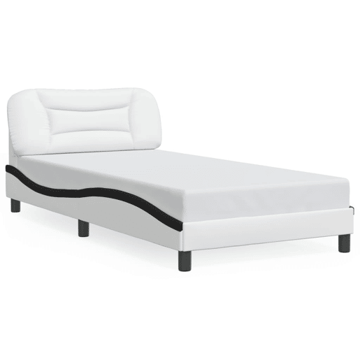Estrutura de cama de solteiro para adultos com LED 100x200cm brancopreto