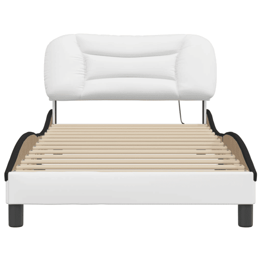 Estrutura de cama de solteiro para adultos com LED 100x200cm brancopreto