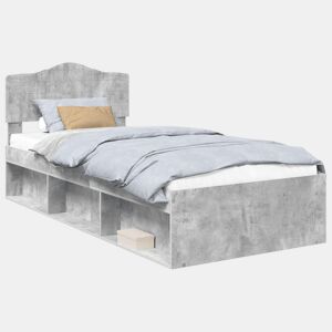 Estrutura de cama de solteiro para adultos com cabeceira Cinza Concreto 90 x 190 cm