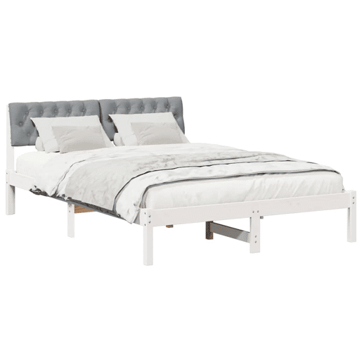 Estrutura De Cama De Casal Simple - Branco e cinza claro 140 x 200 cm