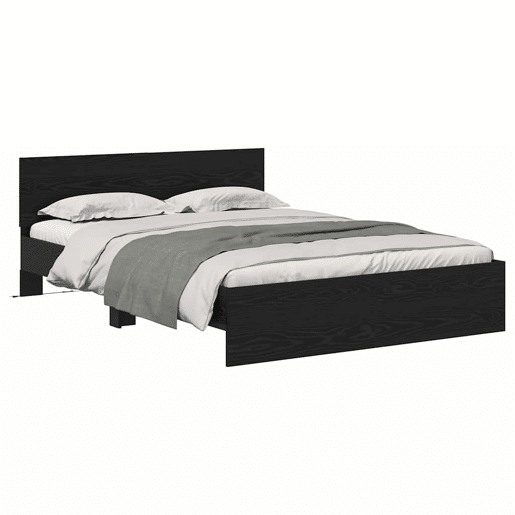 Estrutura da Cama de casal moderno com cabeceira Carvalho Preto 140 x 190 cm