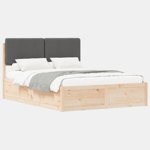 Estrutura de Cama de casal moderno com Cabeceira Estofada Cinza Escuro