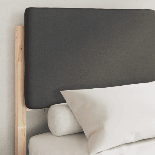 Estrutura de Cama de casal moderno com Cabeceira Estofada Cinza Escuro