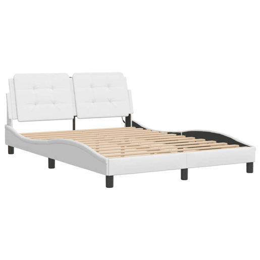 Estrutura de Cama de casal moderno com LED sem colchão Zadar 140x190 cm branco