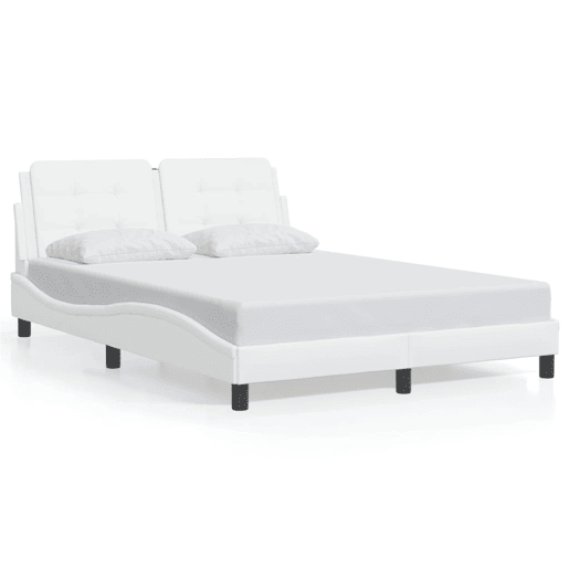 Estrutura de Cama de casal moderno com LED sem colchão Zadar 140x190 cm branco