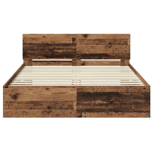 Estrutura de cama de casal com cabeceira - Madeira Antiga 140 x 190 cm