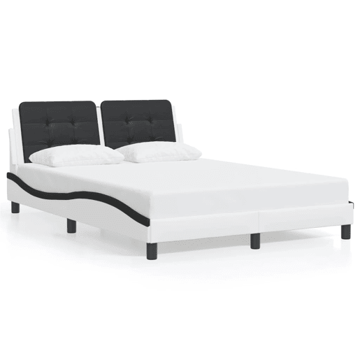 Estrutura de Cama de casal moderno com LED sem colchão Zadar 140x190cm brancopreto