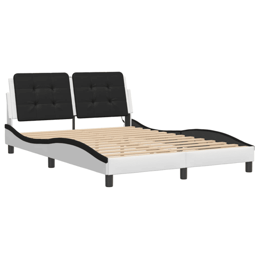 Estrutura de Cama de casal moderno com LED sem colchão Zadar 140x190cm brancopreto