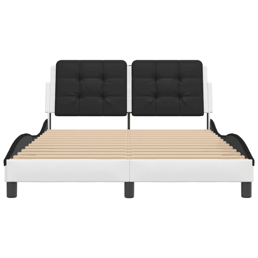 Estrutura de Cama de casal moderno com LED sem colchão Zadar 140x190cm brancopreto