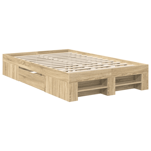 Estrutura da Cama de casal moderno com cabeceira Carvalho Sonoma 137 x 203 cm