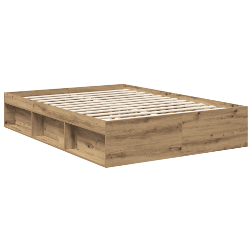 Estrutura de cama de casal moderno com cabeceira - Carvalho Artesanal 140 x 190 cm