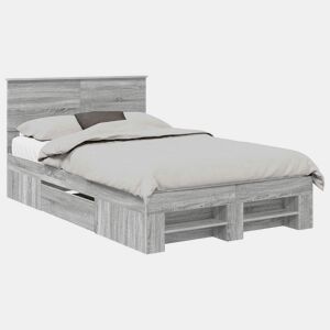 Estrutura De Cama De Casal Moderno - Cinza Sonoma 137 x 203 cm Madeira processada