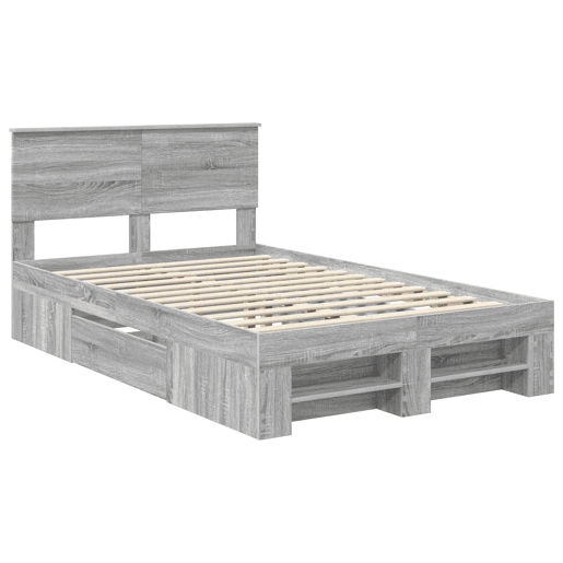 Estrutura De Cama De Casal Moderno - Cinza Sonoma 137 x 203 cm Madeira processada
