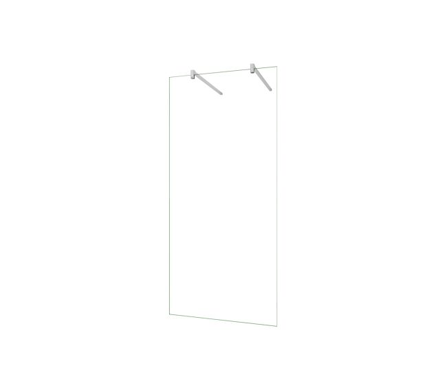 Mampara de ducha fija vidrio antical 8mm 57x200cm con dos barras 90cm