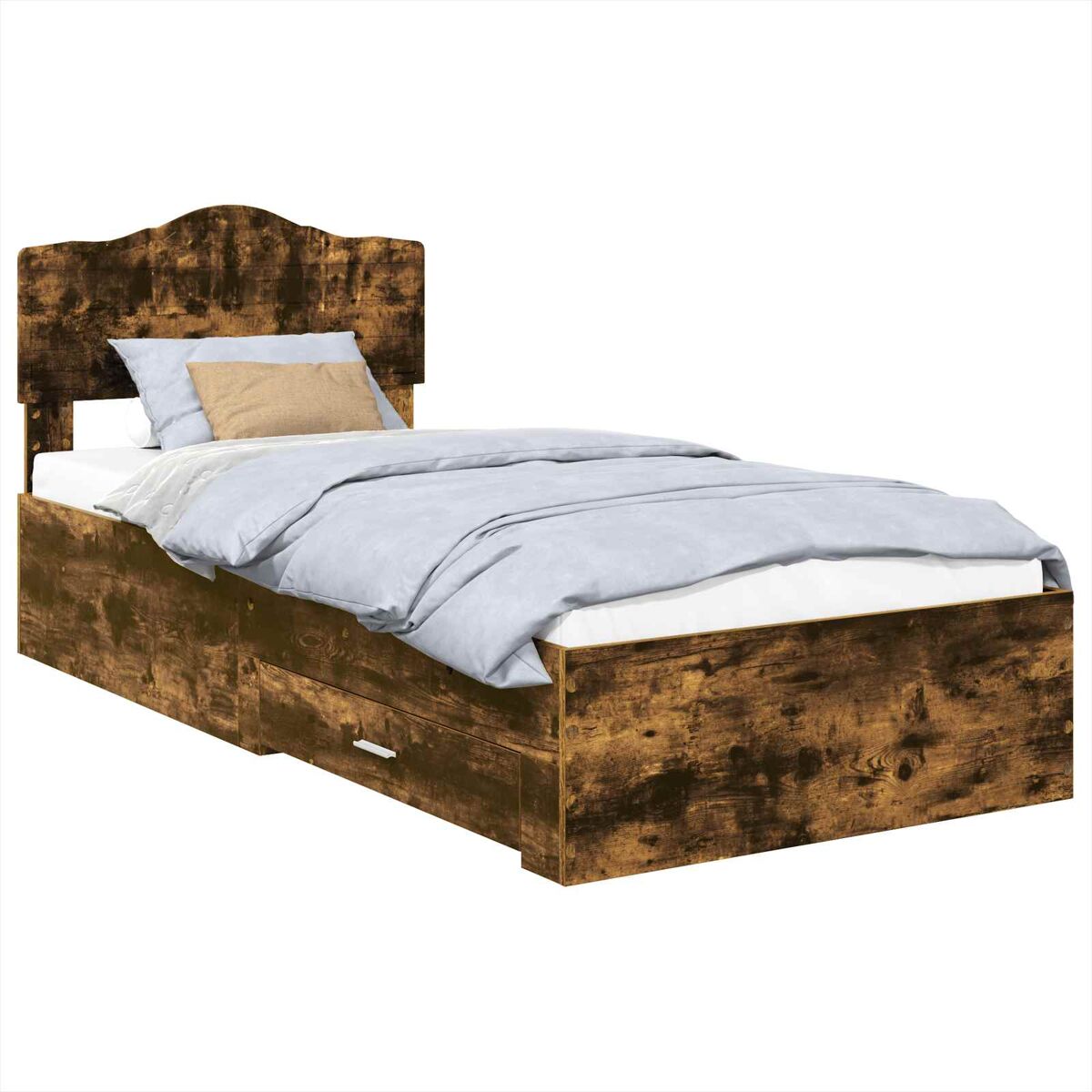 Estructura de cama individual para adultos 78x196 Marrón