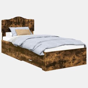 Estrutura de cama de solteiro para adultos com cabeceira Carvalho Defumado 70 x 190 cm