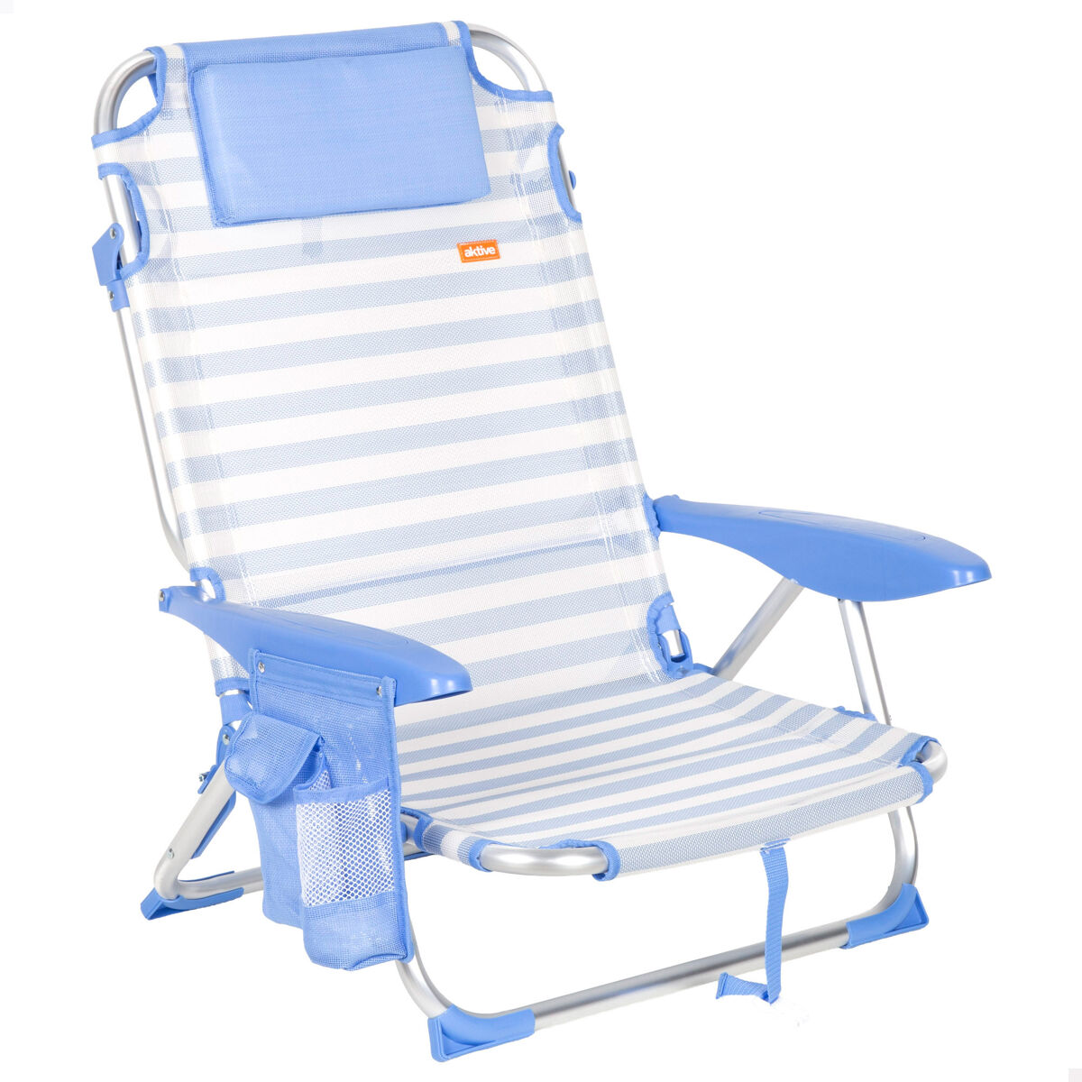Aktive silla playa baja multiposición 51x45x76 cm marinera con bolsillos