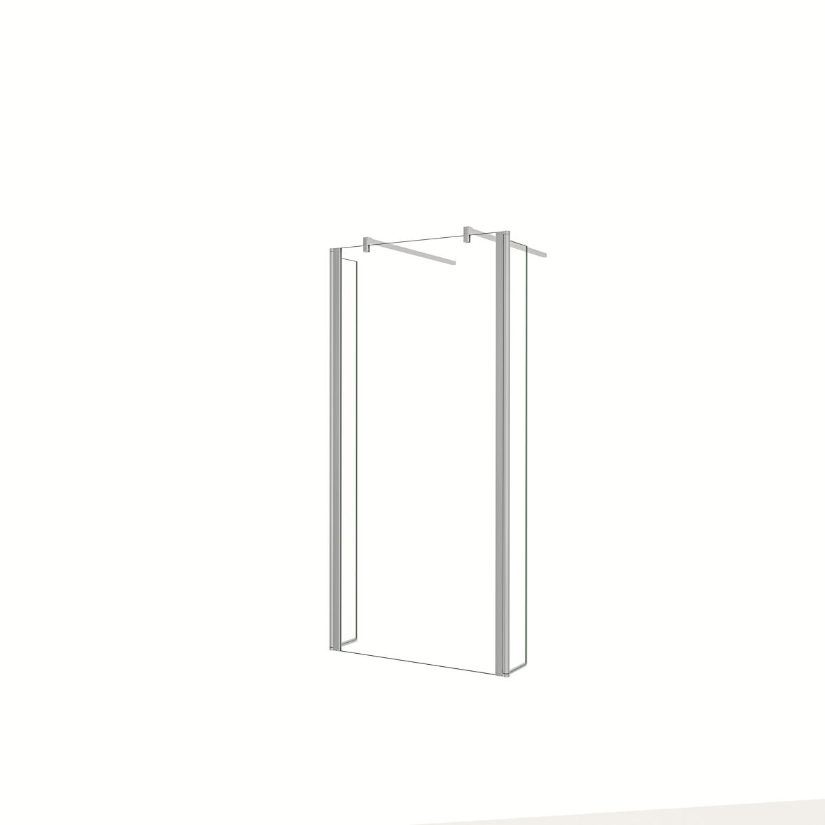 Mampara de ducha fija vidrio antical 8mm con dos laterales giratorios de 30cm y dos barras 90cm tamaño(149.5-203.7)x200cm