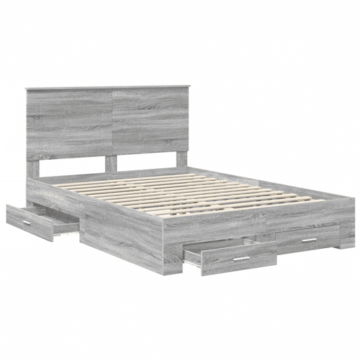 Estrutura De Cama De Casal Moderno - Cinza Sonoma 140 x 190 cm Madeira processada