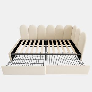 Cama individual 90x200 - com gavetas, estofada, sofá-cama, juvenil e adulto - bege