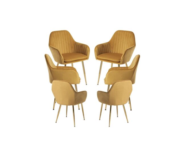 Pack 6 sillas chic golden - mostaza