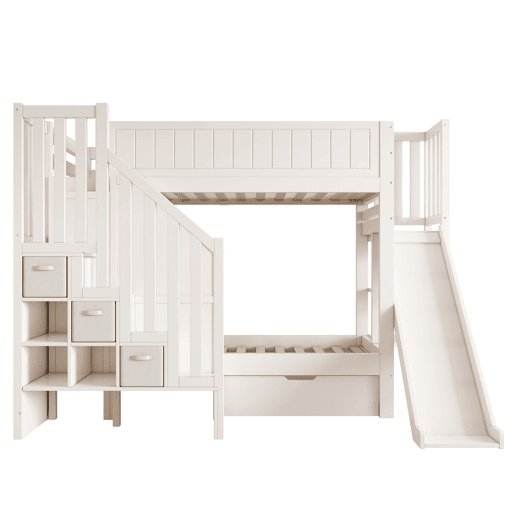 Beliche infantil 90x200 - com escorregador e arrumação - branco Beliche infantil 90x200 - com escorregador e arrumação - branco