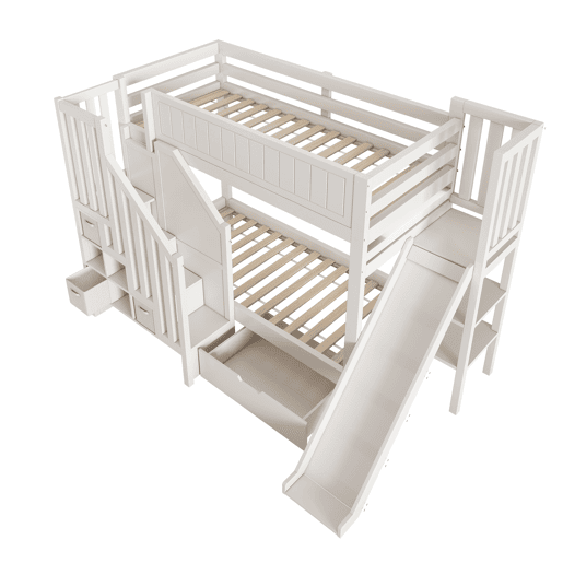 Beliche infantil 90x200 - com escorregador e arrumação - branco Beliche infantil 90x200 - com escorregador e arrumação - branco