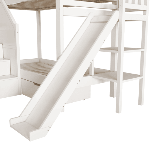 Beliche infantil 90x200 - com escorregador e arrumação - branco Beliche infantil 90x200 - com escorregador e arrumação - branco