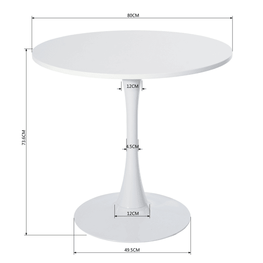 Mesa Jantar Redonda Branca MDF com 2 Cadeiras Castanho Estilo Industrial Pés Metal Preto