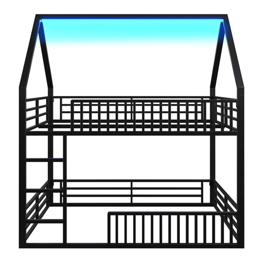 Cama alta 140x200 - com grade e luz LED - Preto Cama alta 140x200 - com grade e luz LED - Preto