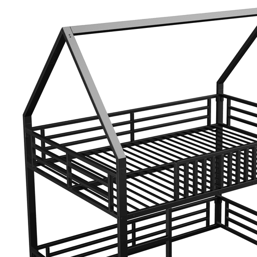 Cama alta 140x200 - com grade e luz LED - Preto Cama alta 140x200 - com grade e luz LED - Preto
