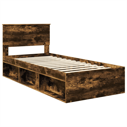 Estrutura de cama de solteiro para adultos com cabeceira Carvalho Defumado 75 x 190 cm