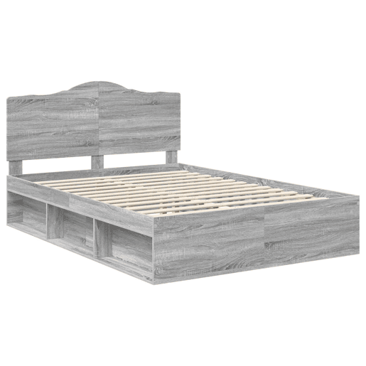 Estrutura da Cama de casal simple com cabeceira Cinza Sonoma 140 x 200 cm