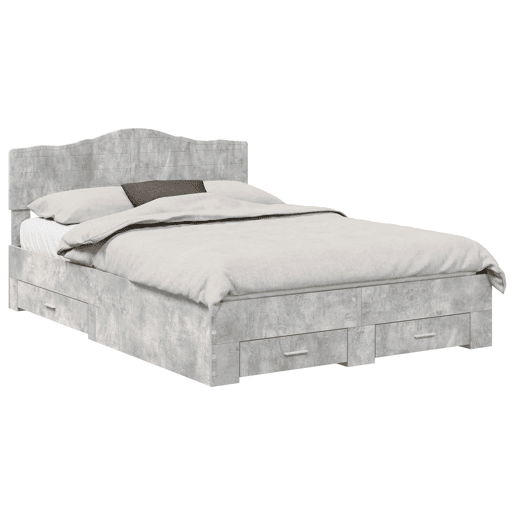 Estrutura De Cama De Casal Moderno - Cinzento 140 x 190 cm Madeira processada