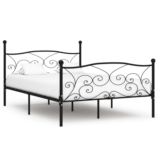 Estrutura de Cama de casal moderno com estrado de ripas 140x200 cm metal preto
