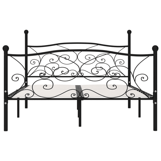 Estrutura de Cama de casal moderno com estrado de ripas 140x200 cm metal preto