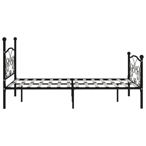 Estrutura de Cama de casal moderno com estrado de ripas 140x200 cm metal preto