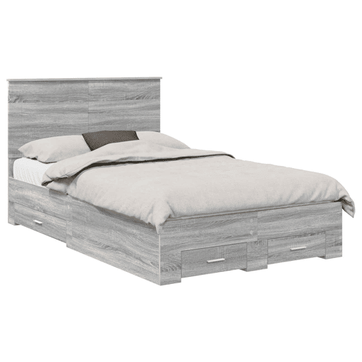 Estrutura De Cama De Casal Moderno - Cinza Sonoma 135 x 190 cm Madeira processada